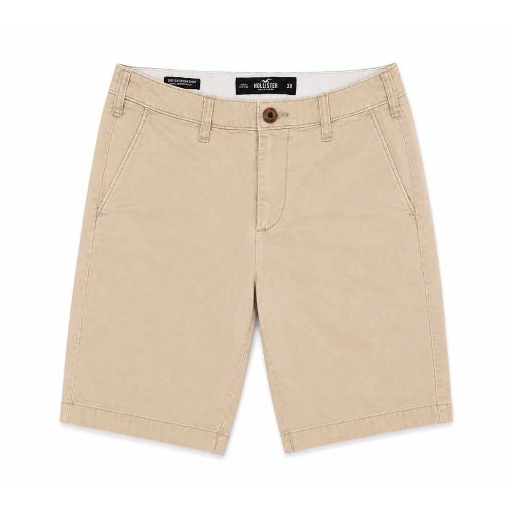 Hollister Mens Khaki Shorts Size 28 Slim Fit Epic Flex Stretch Chino Tan